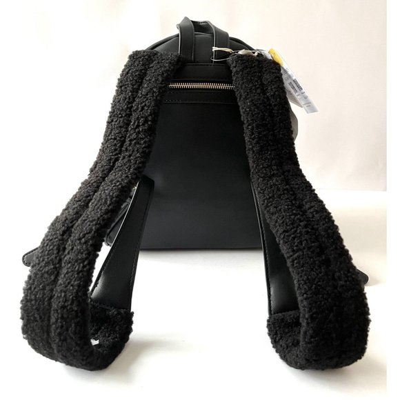 LOVE MOSCHINO Black Vegan Leather & Shearling Trimmed Backpack, NWT! $350 - Picture 5 of 10